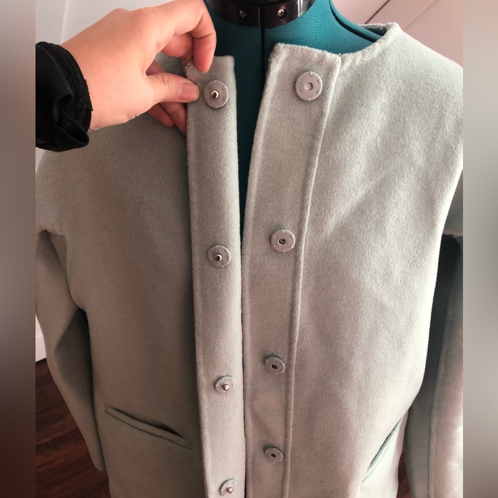 🧺J. Jill Icy White Jade Double Faced Snap Front Coat, size S - Picture 4 of 7